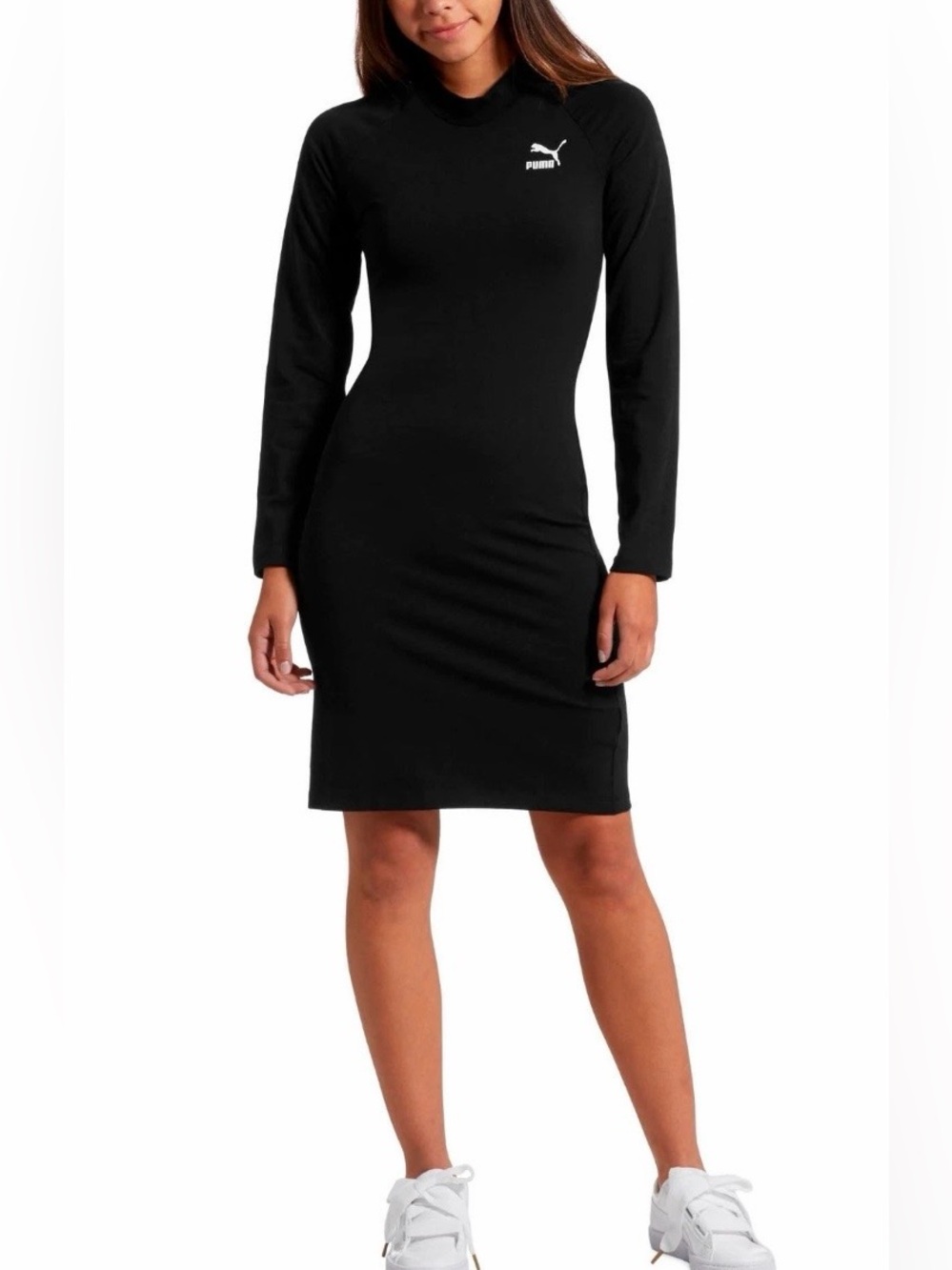 PUMA Women's Classics Sheathe Athletic Dress Medium Black Long Sleeve Cut Out